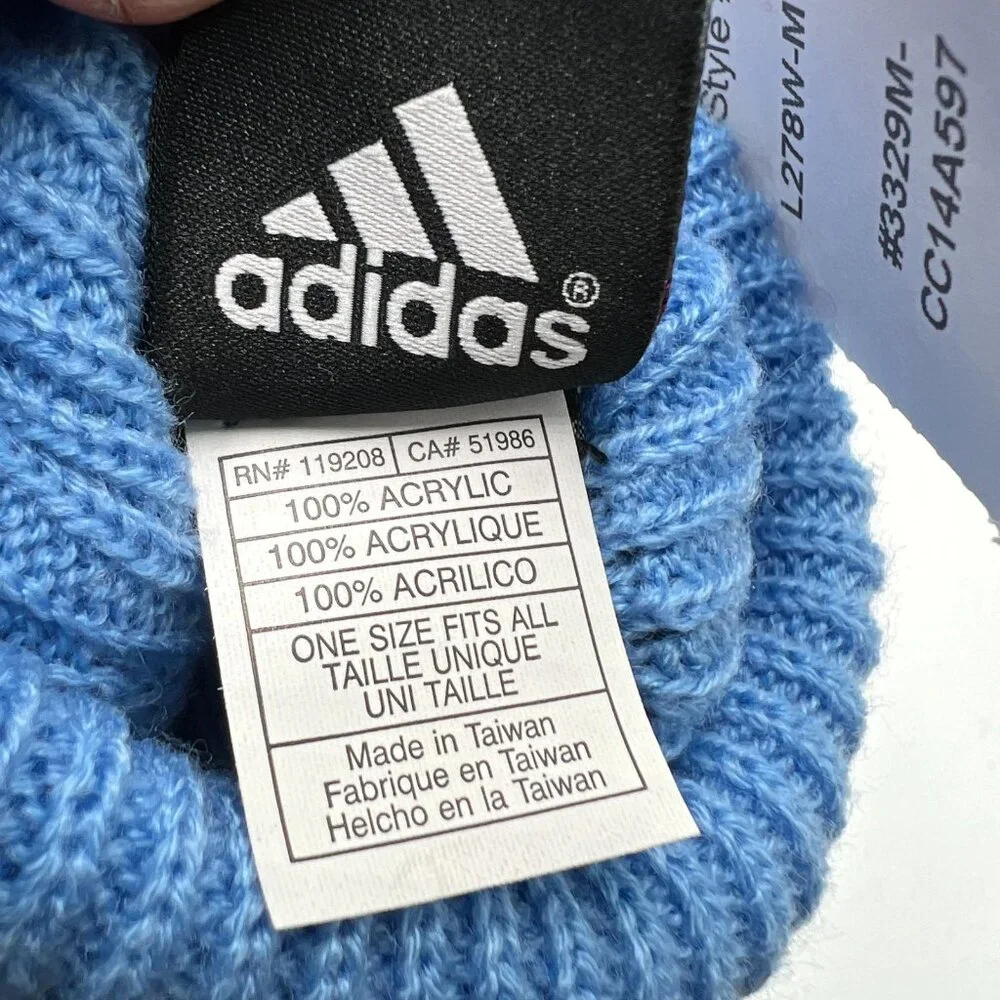 Adidas Womens OSFA Blue Striped Knit Bow New York City FC MLS Winter Mittens NWT